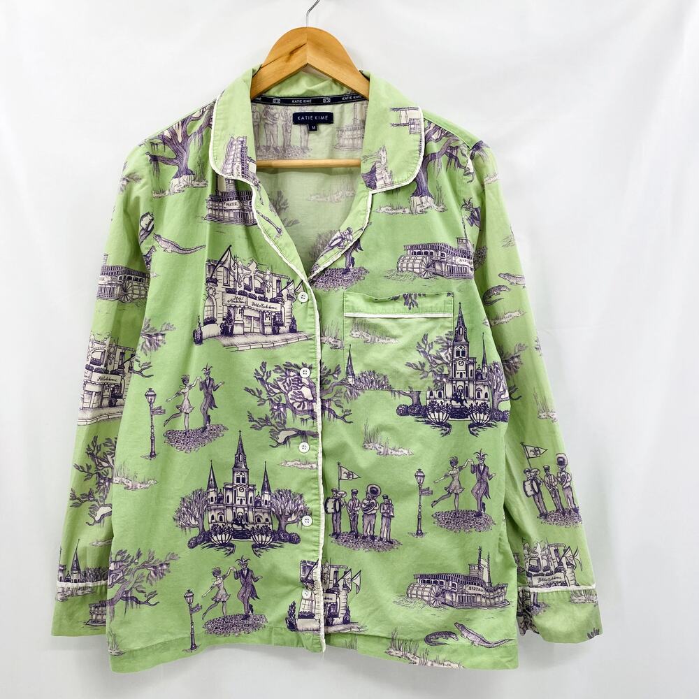 Katie Kime‎ Green Gray Pajama Top